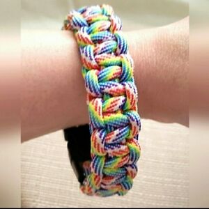 Rainbow Braided Paracord Rope Bracelet Buckle Clasp Red Blue Green Purple MBr30